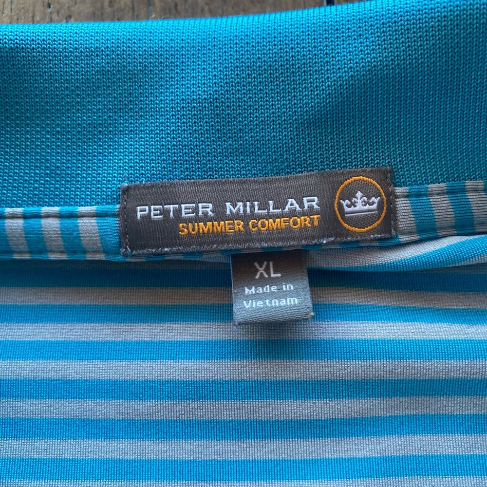 Peter Millar Summer Comfort Polo Shirt Mens Extra Large Striped Stretch Golf - Picture 2 of 5